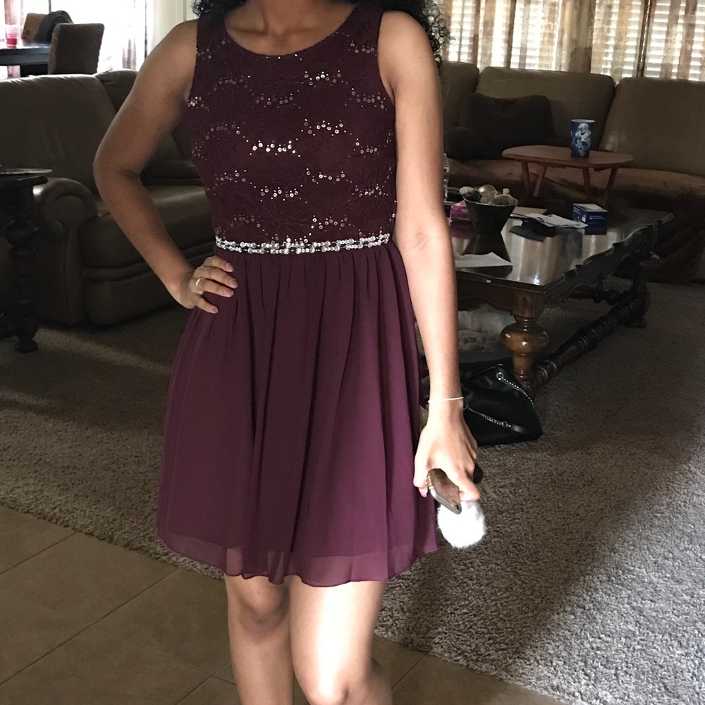 Maroon and Silver Xtraordinary Dress
